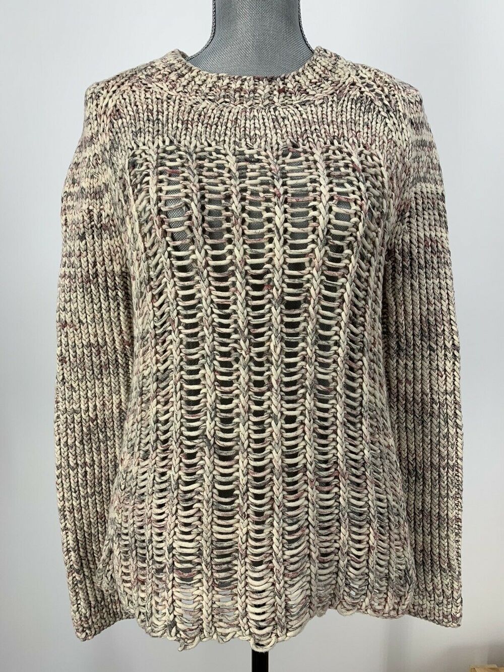 MiH Womens Hand Knitted Open Ribbed Knit Sweater Limited Edition Split Hem Sz XS